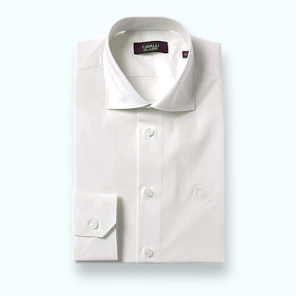 Roberto Cavalli Long-sleeve stretch-cotton shirt In White | Size XL